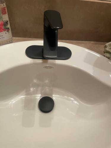 Customer photo review of Single Hole Commercial Bathroom Sink Faucet with Drain Black