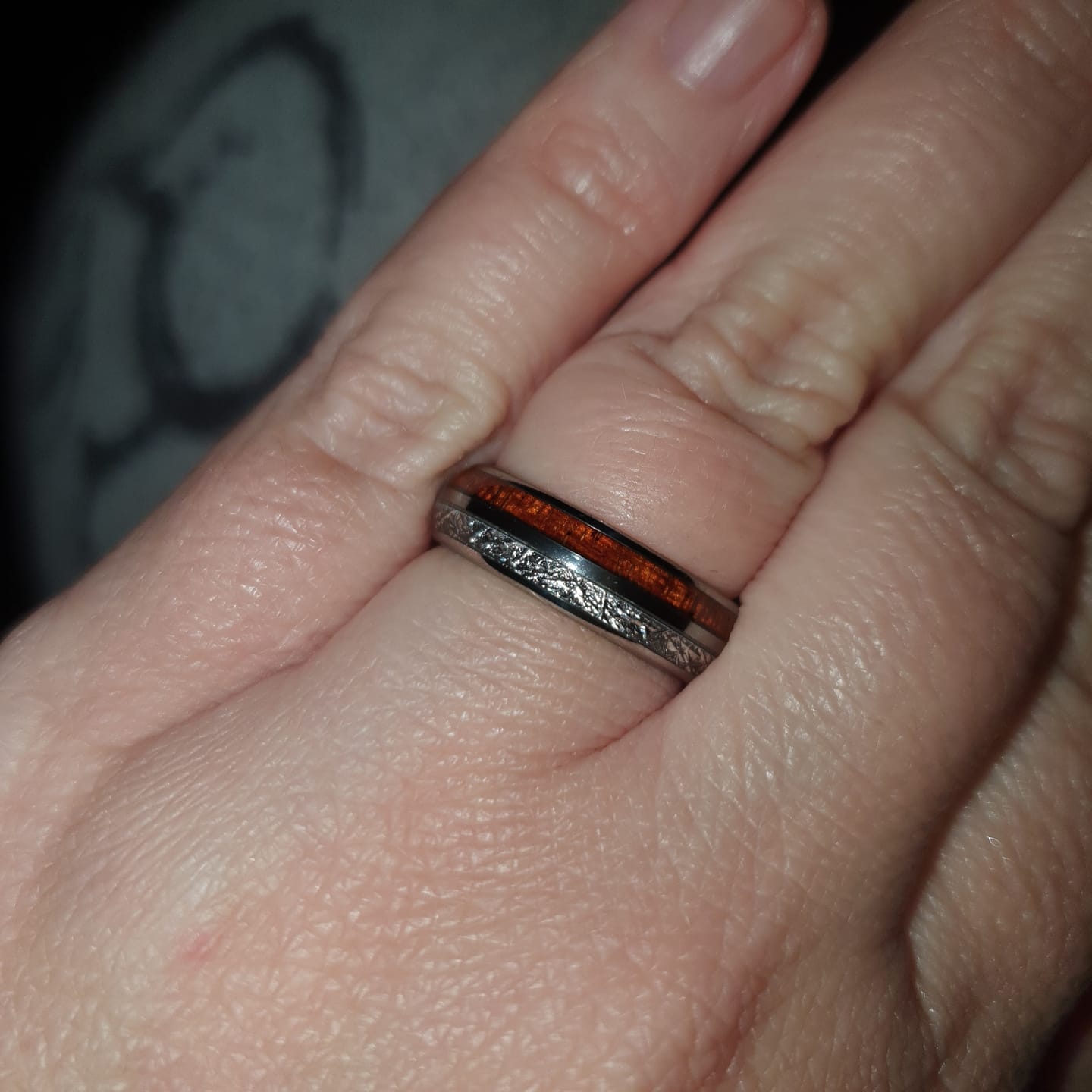 Customer photo review of The Wood and Steel Wonder Ring Set
