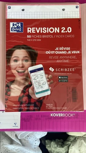Avis photo d'un client sur Fiches de révision REVISION 2.0 OXFORD # 50 fiches 14,8 x 21 cm - petits carreaux