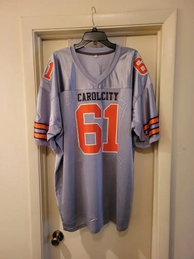 Customer photo review of Custom Red White-Black Classic Style Mesh Authentic Football Jersey