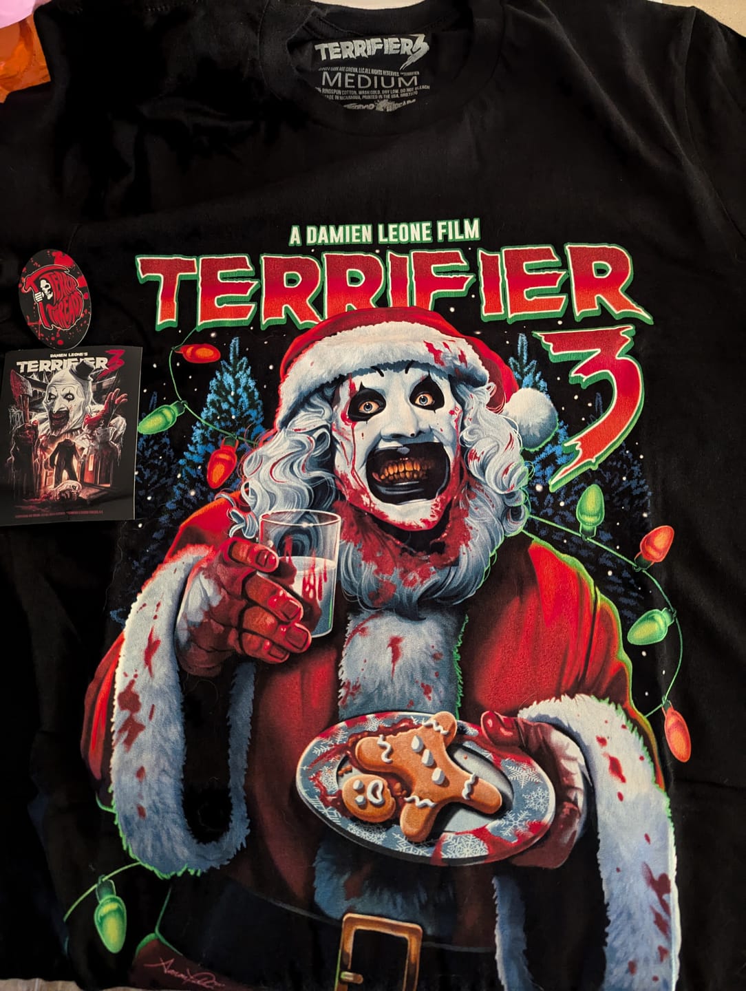 Customer photo review of Terrifier 3 Milk And Carnage T-Shirt
