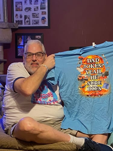 Customer photo review of Dad Jokes? He Sure Does Unisex t-shirt