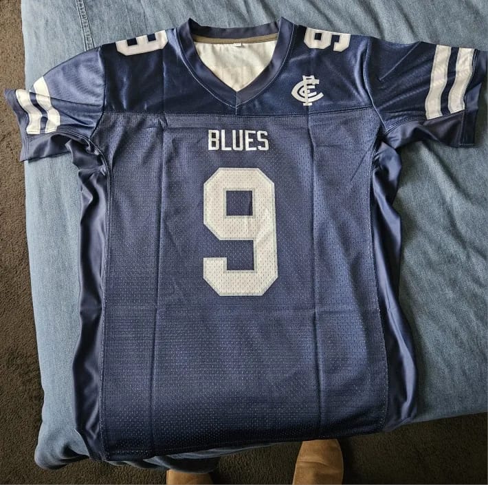 Customer photo review of Custom Red White-Black Classic Style Mesh Authentic Football Jersey