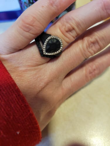 Customer photo review of New! Pear Silicone Ring with Metal Frame and Stones