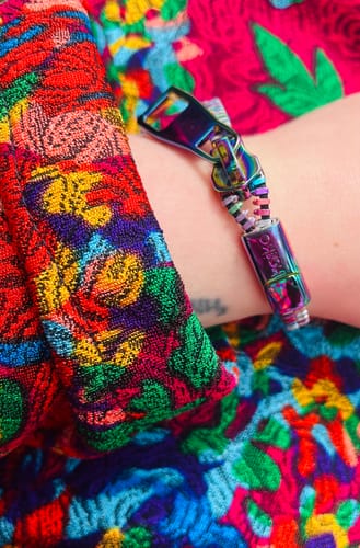 Customer photo review of Unisex Oil Slick Metal Zipper Bracelet By Kaiko