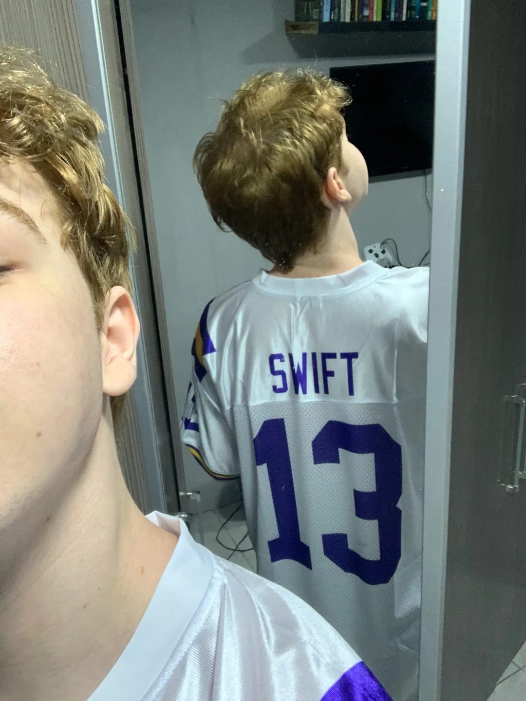 Customer photo review of Custom White Royal-Black Classic Style Mesh Authentic Football Jersey
