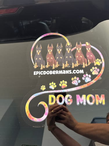 Customer photo review of Cute Sitting Dog In Heart Personalized Decal