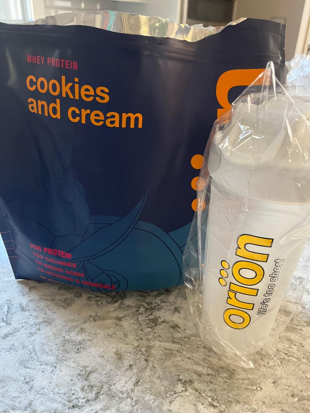 Customer photo review of Orion™ Premium Cookies & Cream Whey Protein