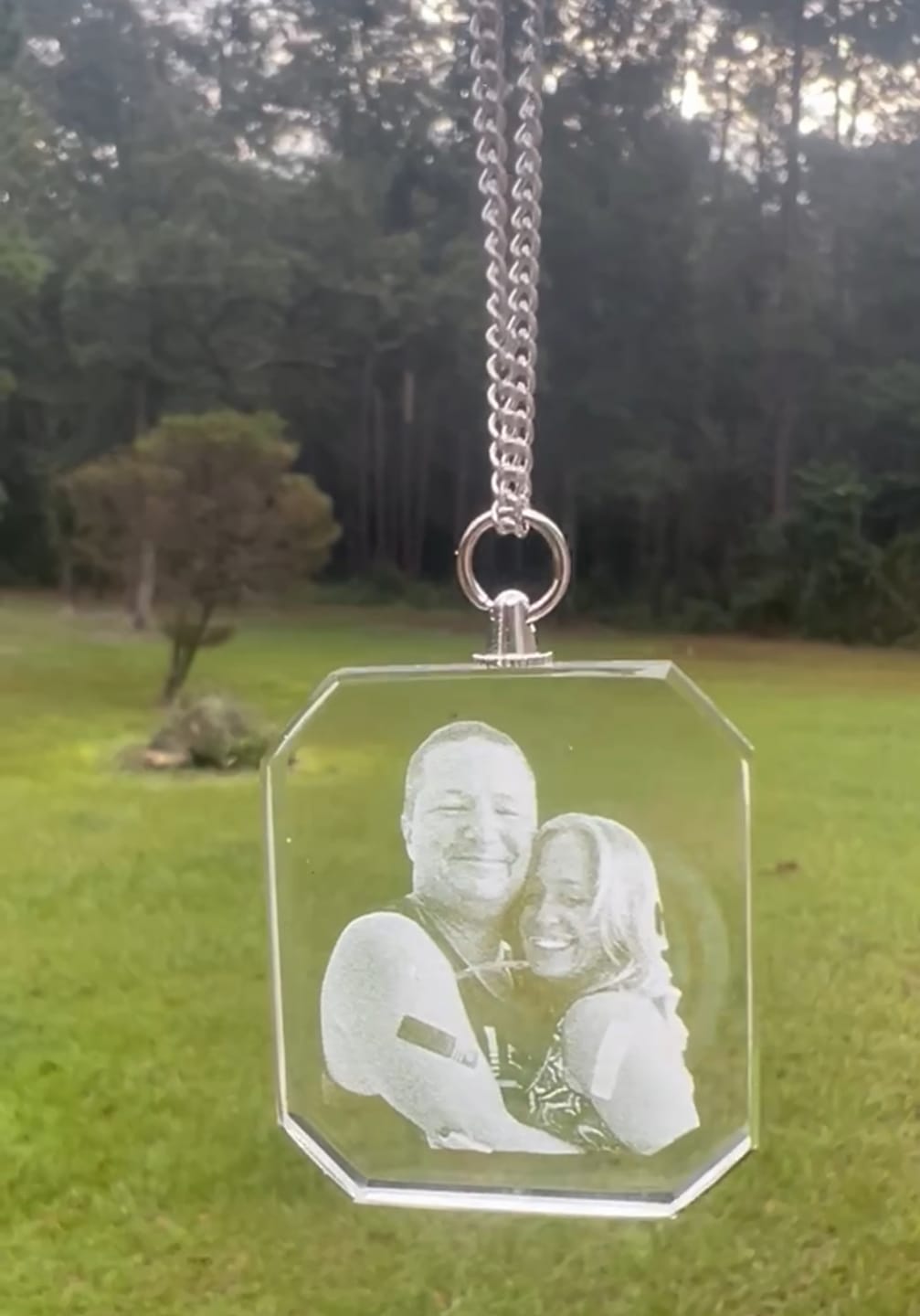 Customer photo review of For Memorial - I Will Carry You With Me Until I See You Again Transparent Photo Custom Necklace