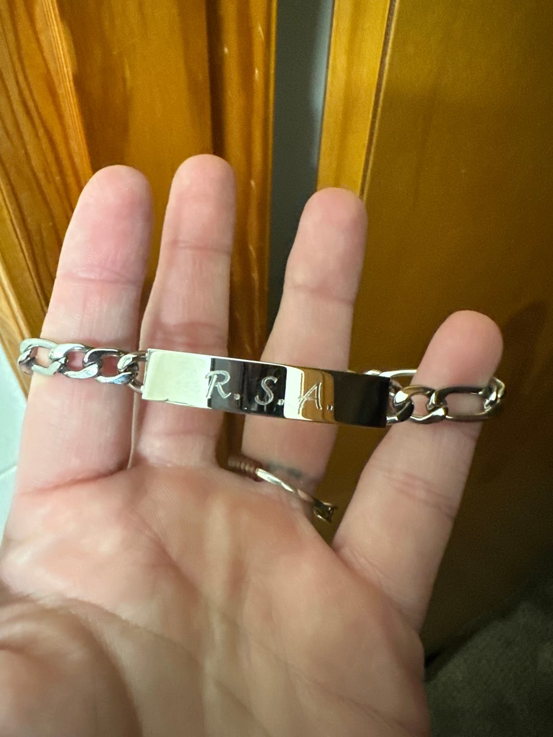 Customer photo review of 7mm Figaro Link ID Bracelet