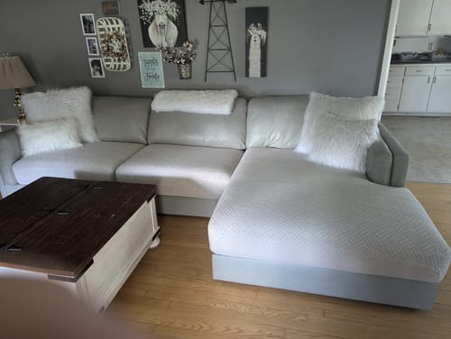 Customer photo review of Protective Couch Cushion Covers (Pets, Accidents, Scratching, Spills)