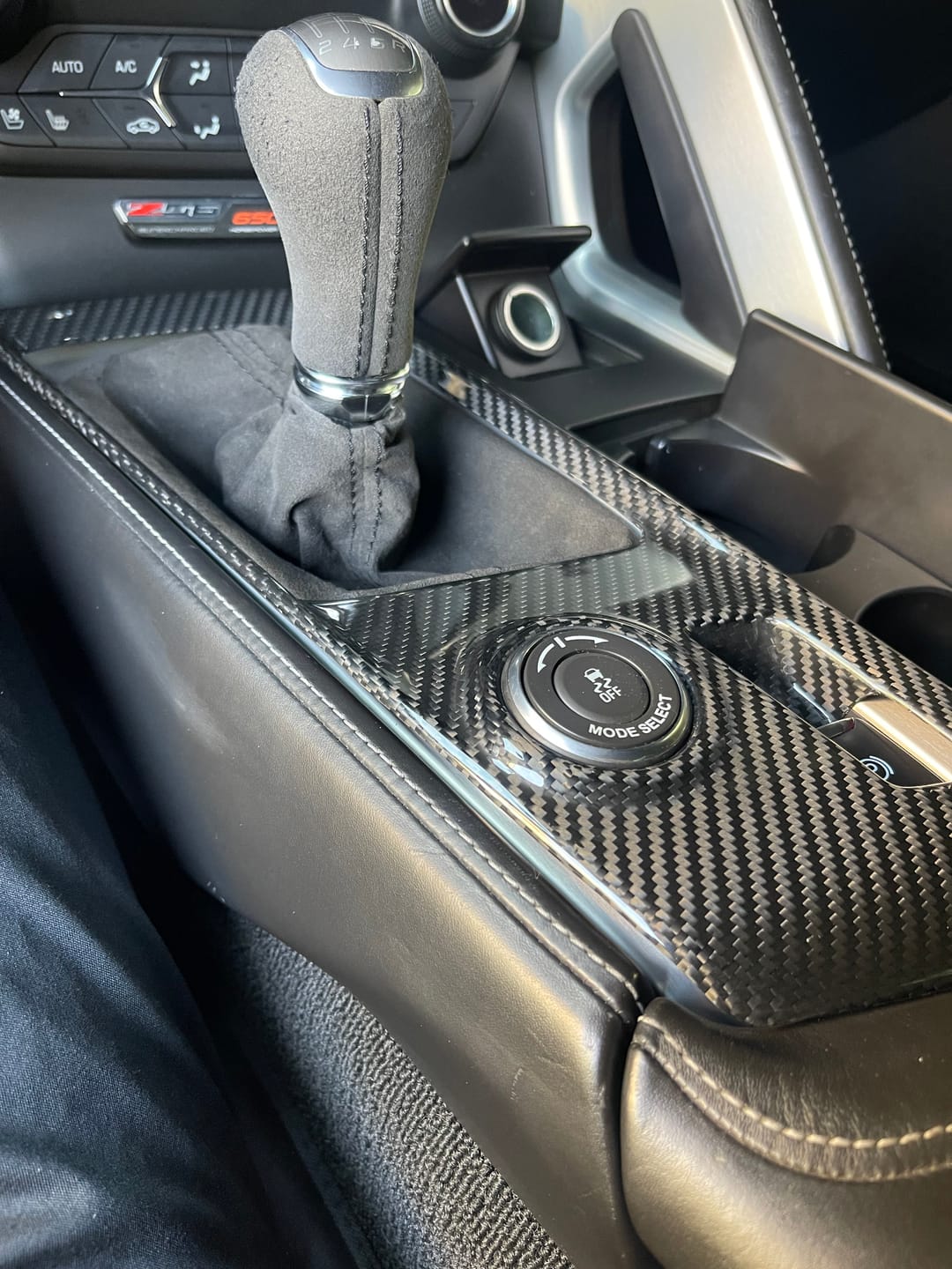 Customer photo review of Corvette C7 Carbon Fiber Central Gear Shift Panel Trim Cover | 2014-2019 Chevrolet Corvette C7