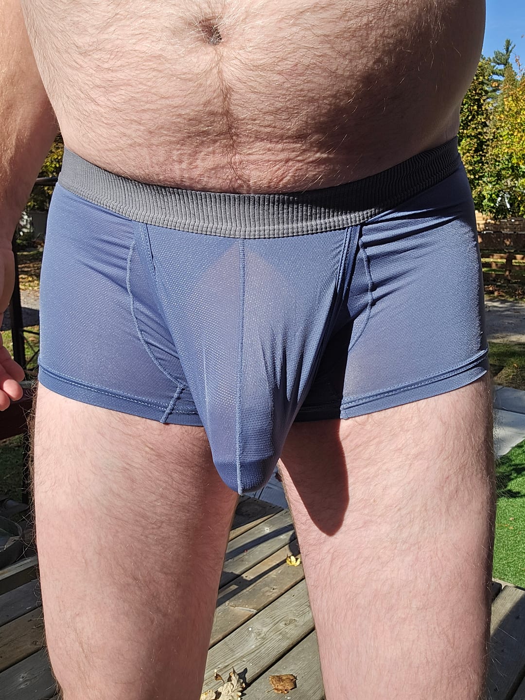 Customer photo review of 2 Pack Men's Ultra-Thin Trunks with Open Fly