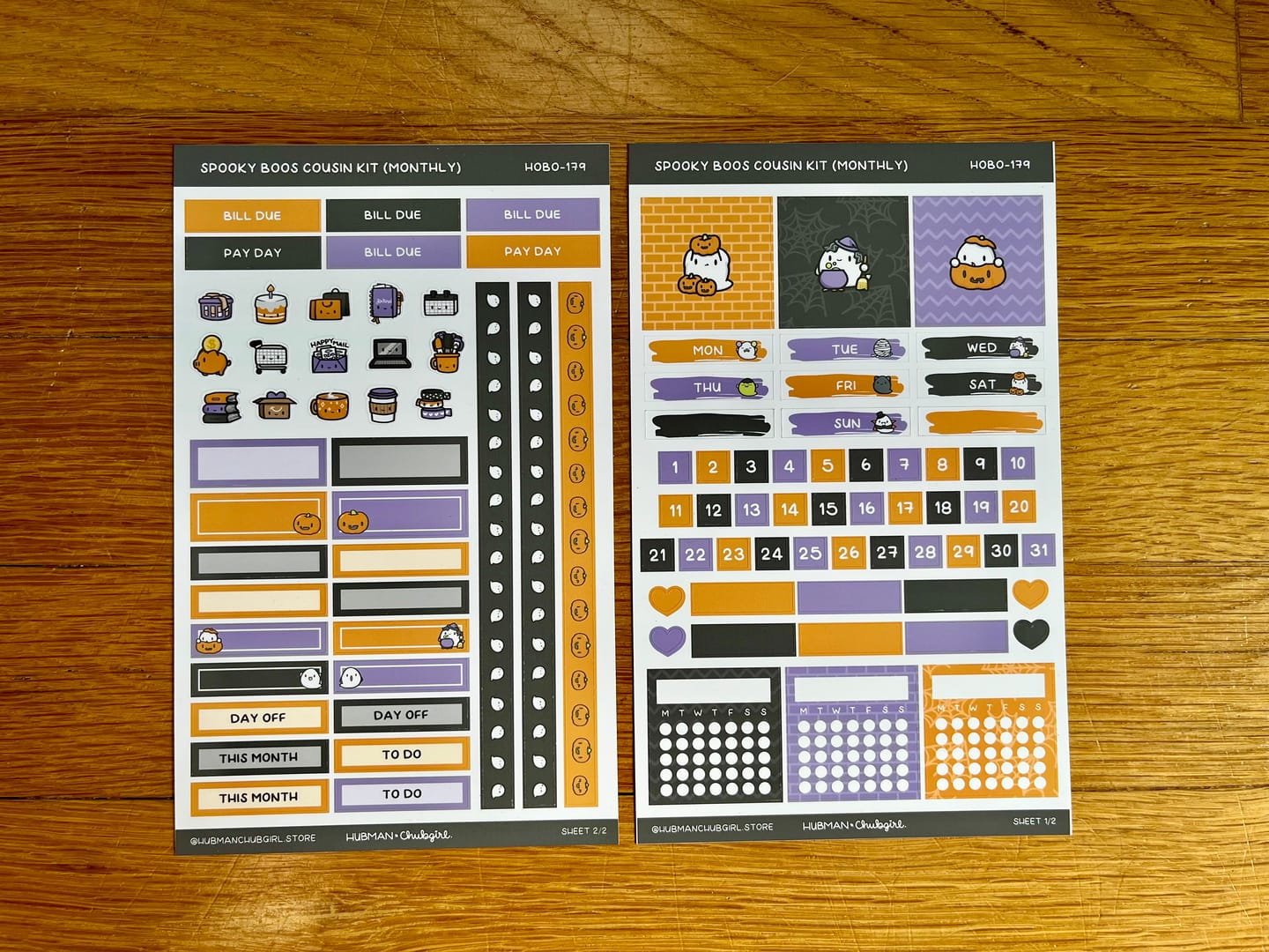 Customer photo review of Halloween Theme Hobonichi Cousin Monthly Kit (Set of 2)