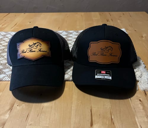 Customer photo review of DyeCharm Custom Leather Patch Hats