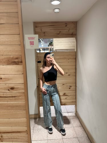 Customer photo review of Pants Wide Leg Pocket Blue