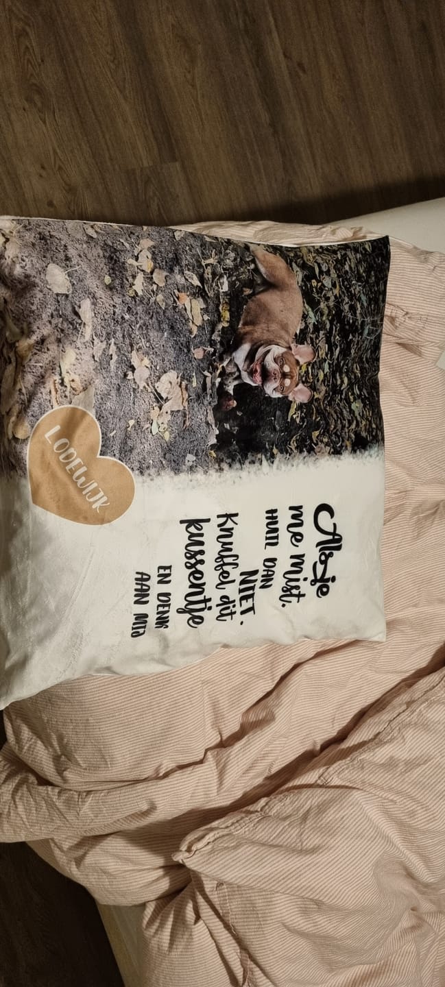 Customer photo review of Als je me mist - Gepersonaliseerd kussen