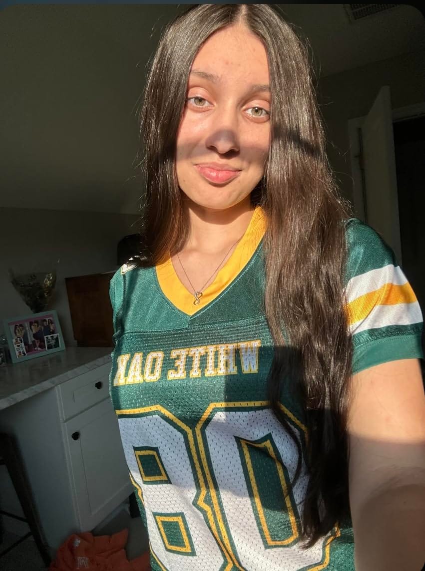Customer photo review of Custom Green White-Gold Classic Style Mesh Authentic Football Jersey