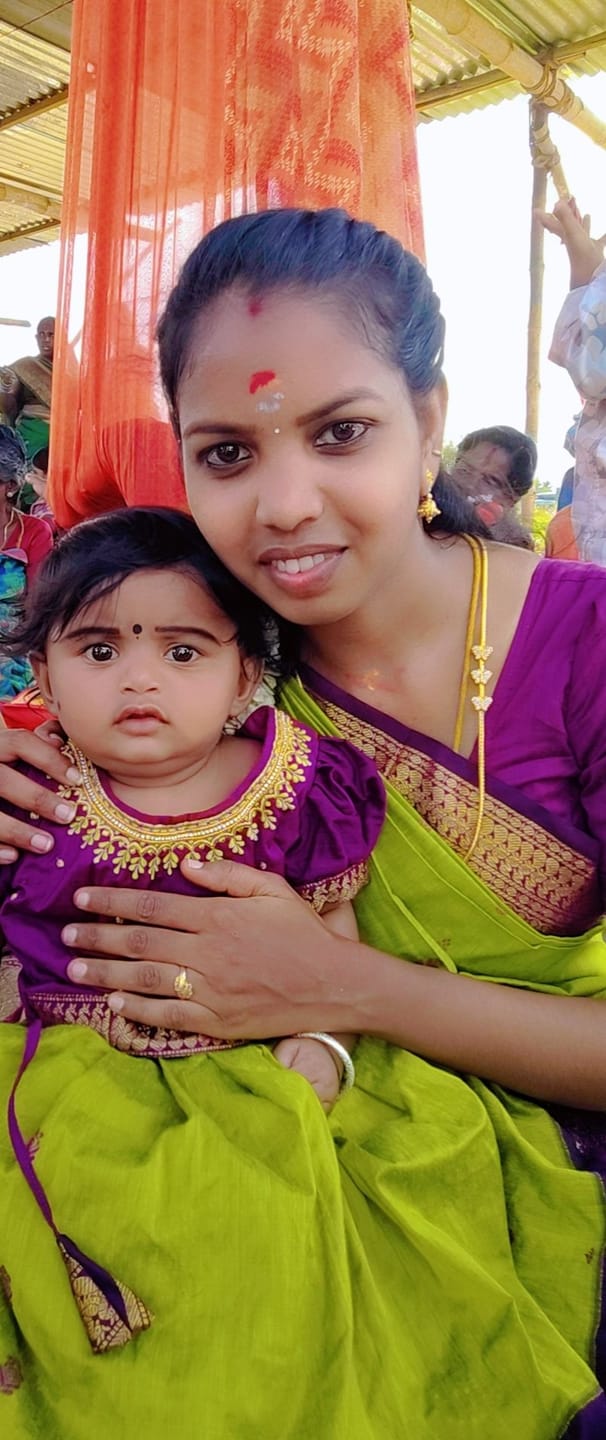 Customer photo review of Green and wine traditional langa blouse embroidered zari border dress for baby girl