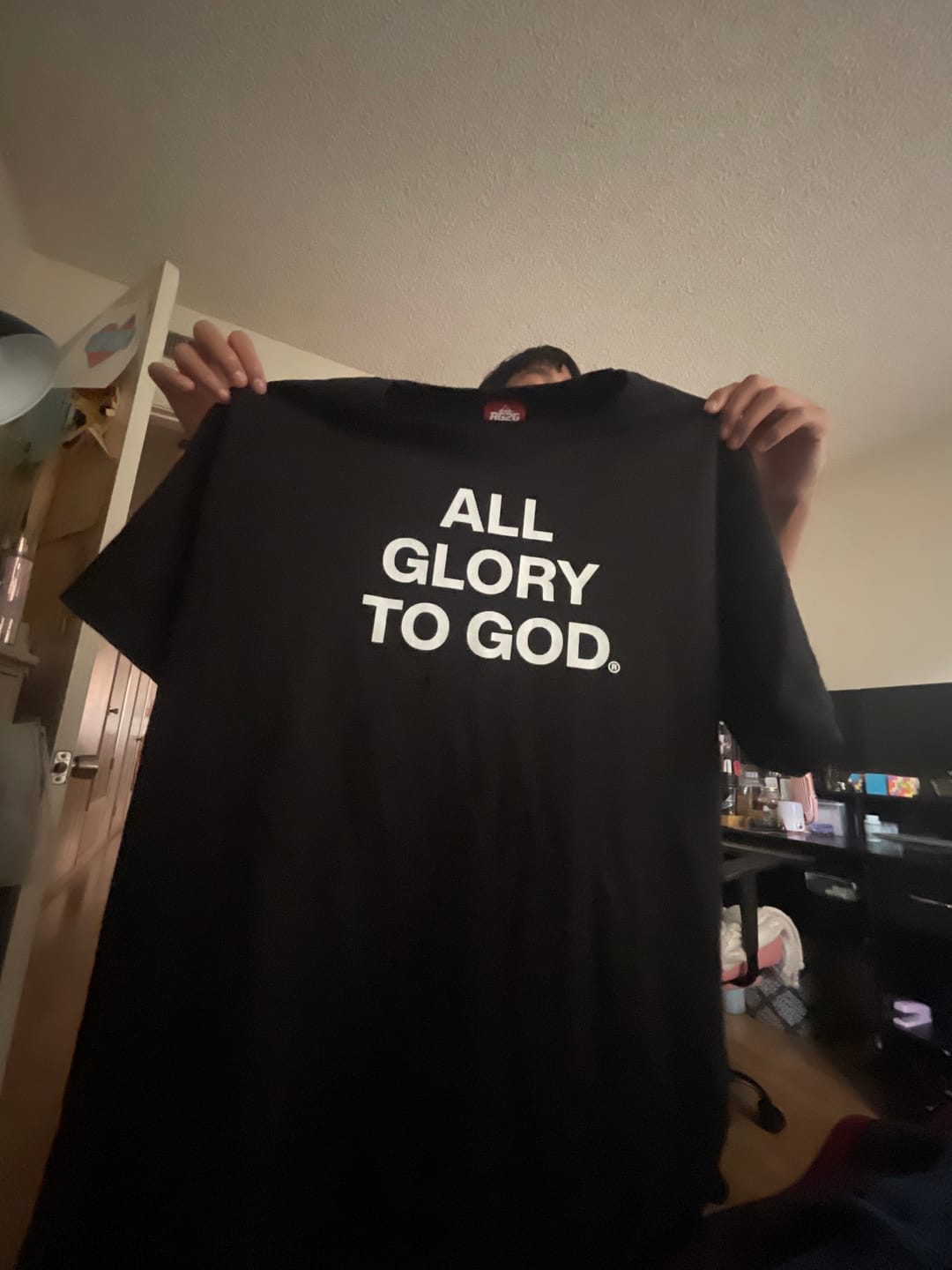 Customer photo review of All Glory To God “Essential” T-Shirt 'Black'