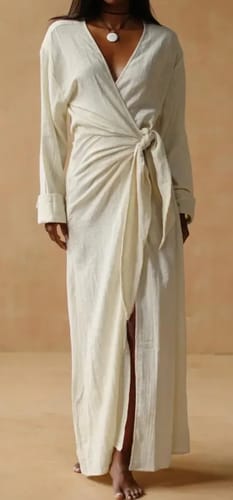 Customer photo review of ASH WRAP DRESS - NATURAL