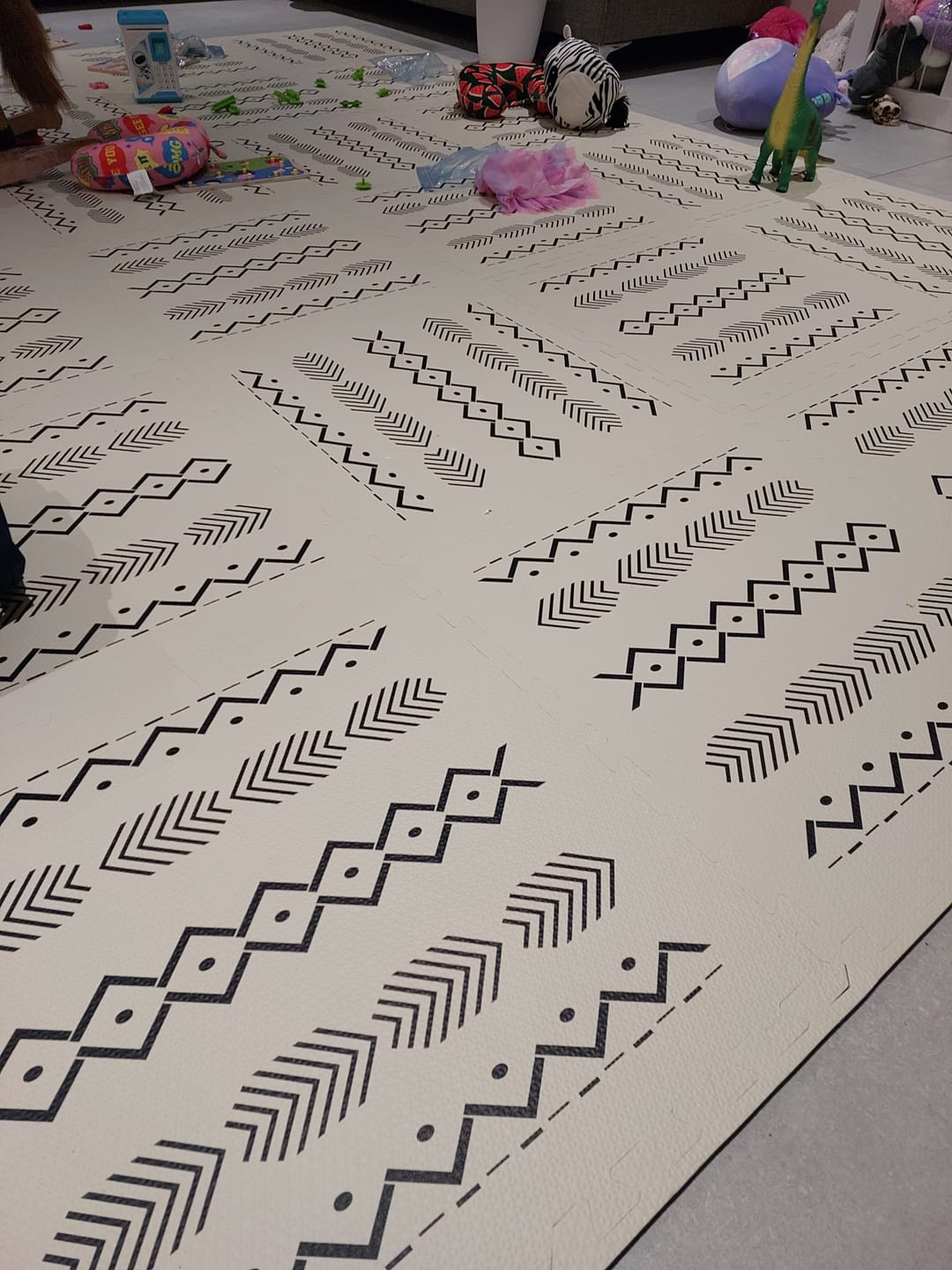 Customer photo review of Tribal pattern in cream white play mat
