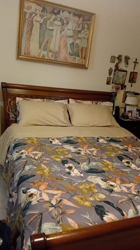 Customer photo review of Lenzuola in Cotone, Completo Letto con Federe in Stampa Digitale Tropical 101