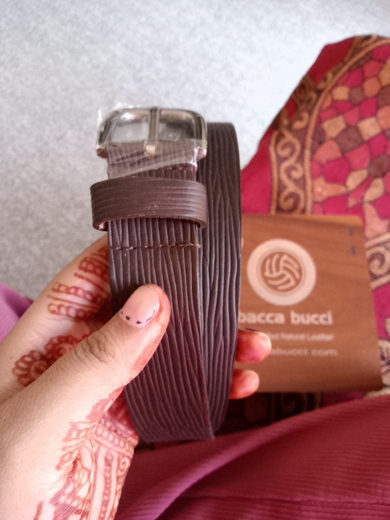 Customer photo review of Bacca Bucci 'ELEGANTE' Slim Genuine Leather Belt—Textured Elegance for Versatile Styling- 28 MM