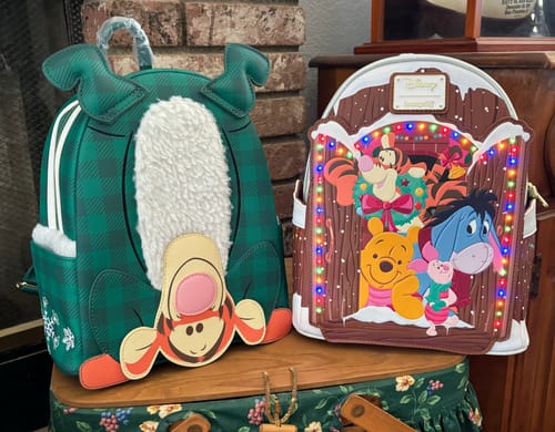 Customer photo review of Loungefly Disney Winnie The Pooh & Friends Christmas Greetings Light Up Mini Backpack