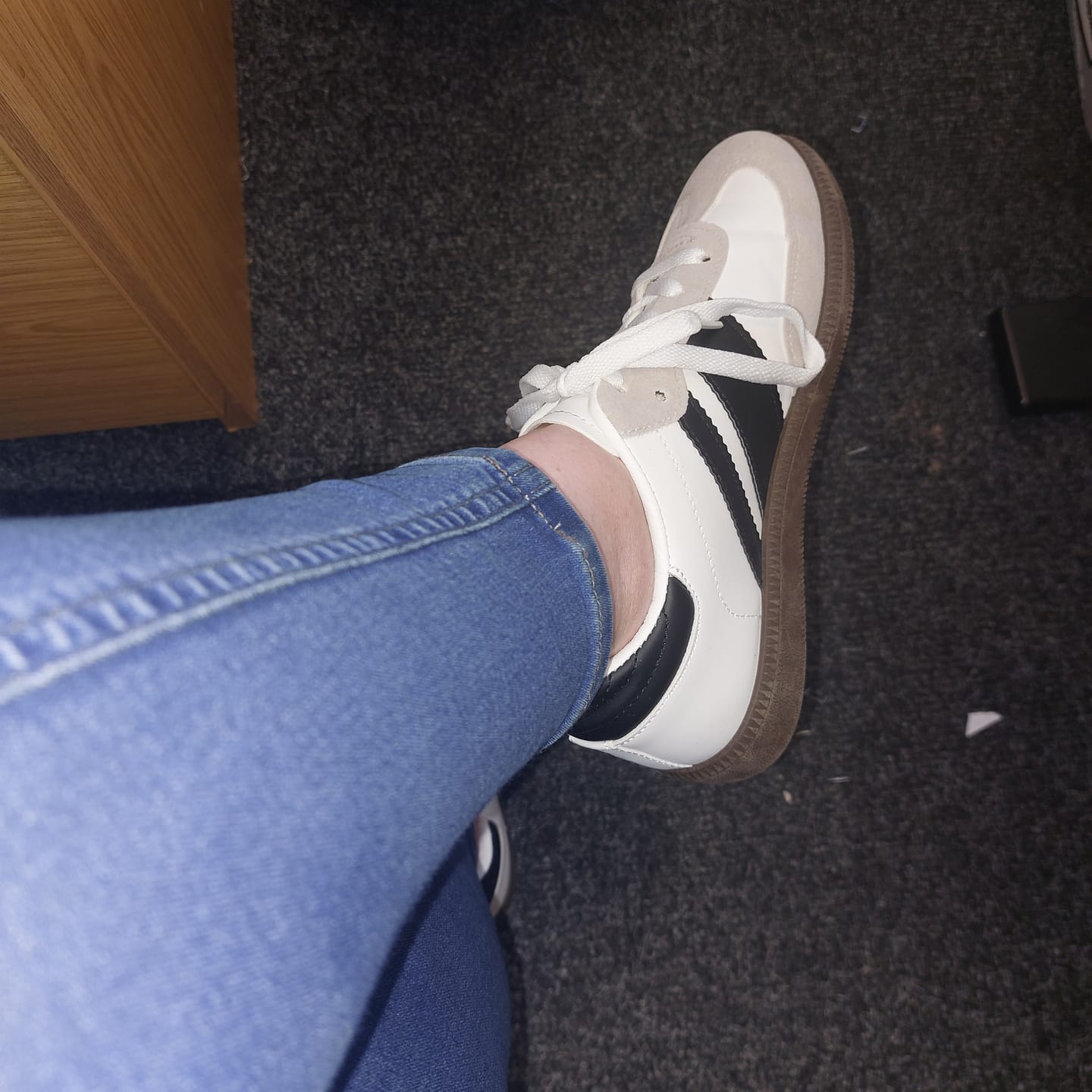 Customer photo review of Larsa White/Black Lace Up Sneakers