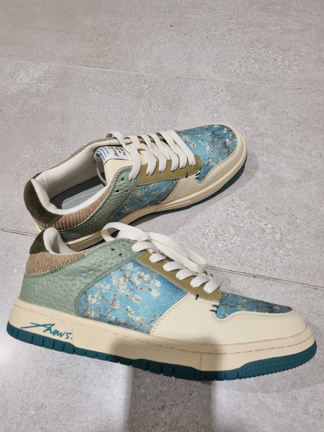 Customer photo review of Van Gogh Almond Blossoms inspired sneakers