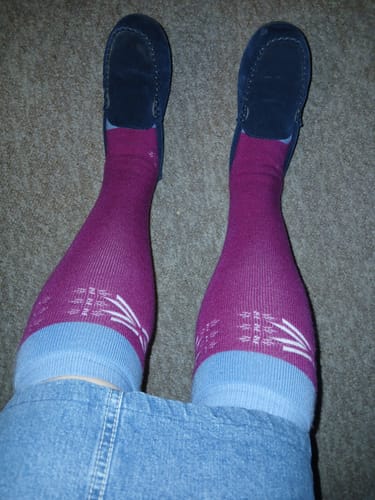 Customer photo review of J.B. Field's Women's "Over The Knee Length" Cashmere Ski Sock (Slightly Imperfect)