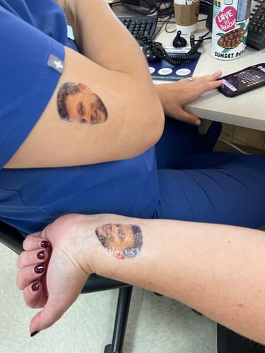 Customer photo review of Custom Photo Face Temporary Tattoo