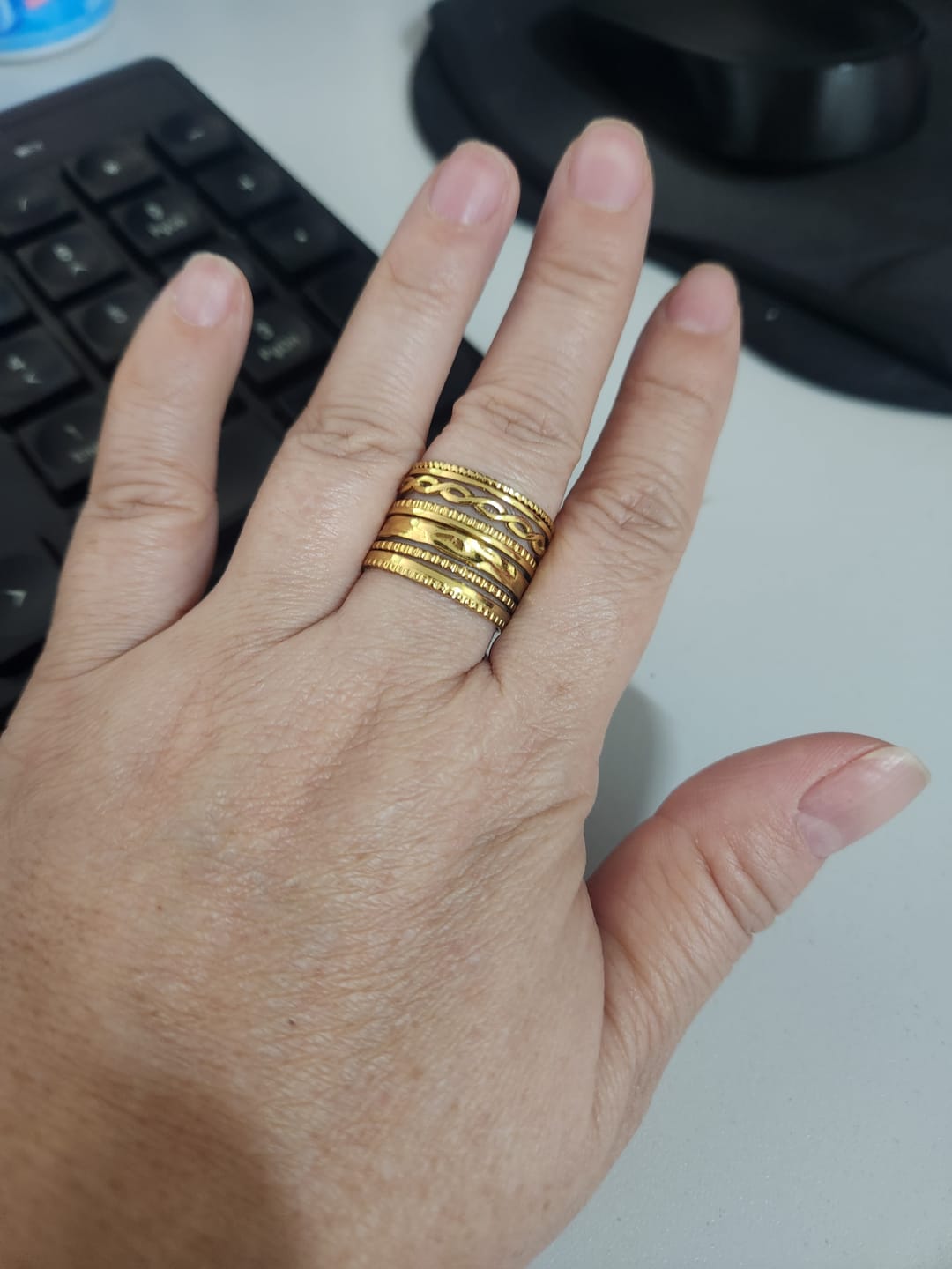 Customer photo review of Anel Royale Ajustável Banhado em Ouro 18k