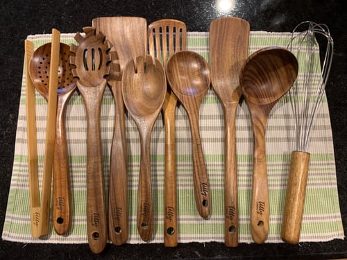 Customer photo review of 10 Piece Teak Wooden Utensil Set