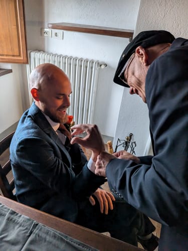 Customer photo review of Retro Blue Check Tweed 3 Piece Suit