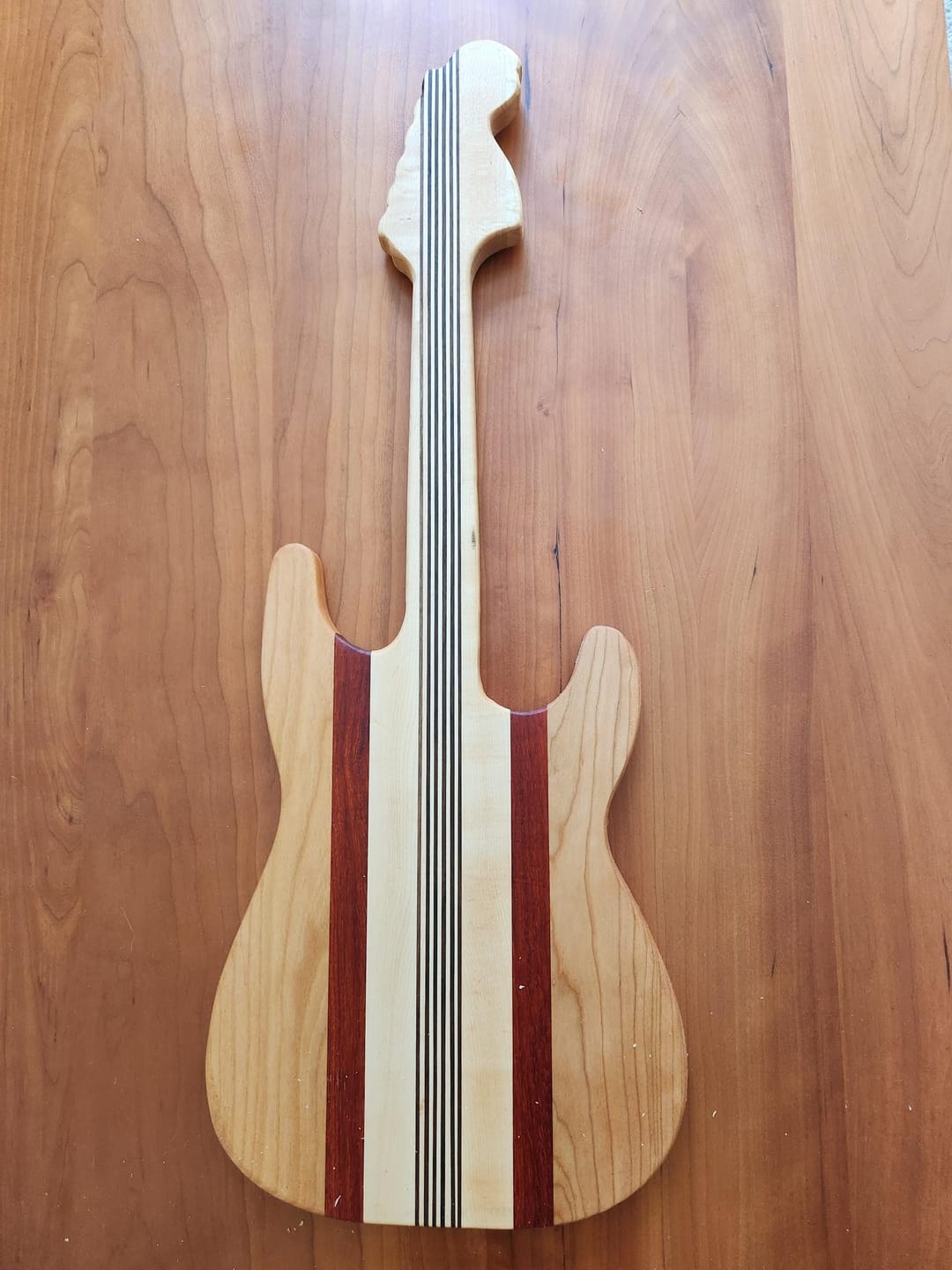 Customer photo review of 23.0x9.0" Stratocaster Guitar Serving Board Acrylic Router Template