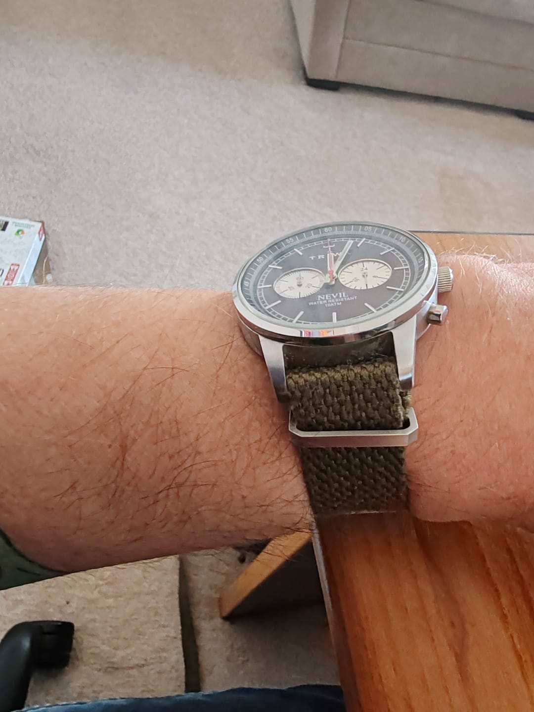 Customer photo review of Vintage Style Woven Fabric Military Watch Strap