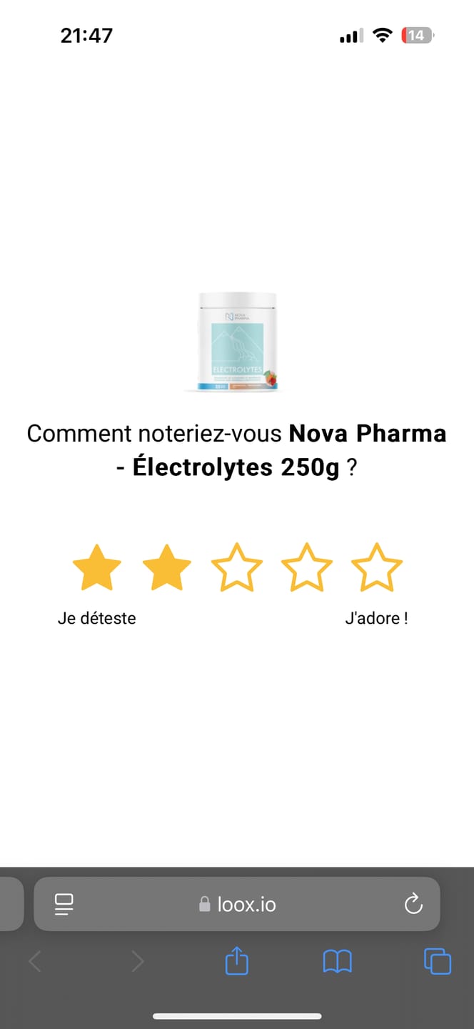 Customer photo review of Nova Pharma - Électrolytes 250g