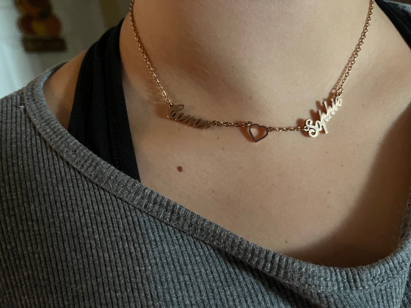 Customer photo review of Heart & Names Custom Necklace