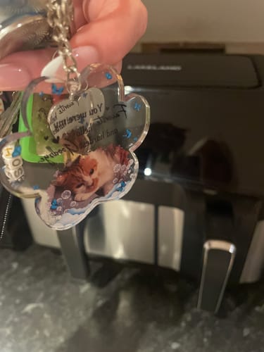 Customer photo review of Pet Memorial I'm Always With You - Personalized Acrylic Photo Keychain