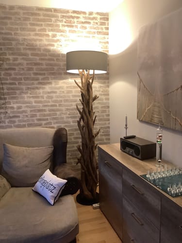 Customer photo review of Stehlampe Teakholz BLUMA  | Höhe 180 cm | inkl. Lampenschirm