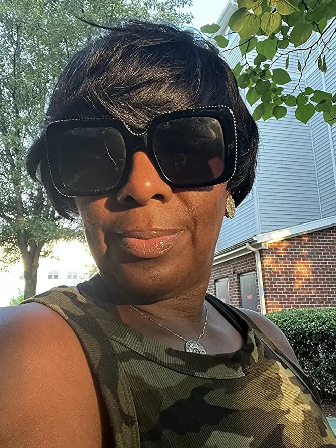 Customer photo review of Luvwin Classic Pixie Cut Style Wig With Layered Bangs For Black Women