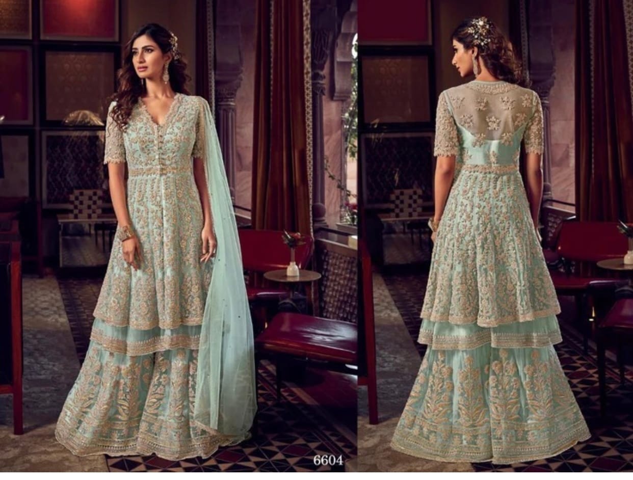 Customer photo review of Heavy Embroidery Worked Indian Designer Salwar Kameez Anarkali Sharara Suits