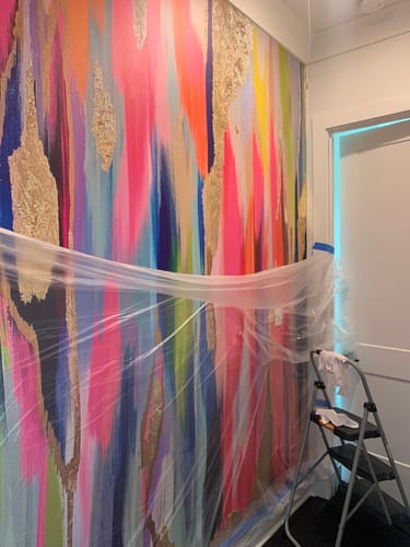 Customer photo review of "Feather" Oversized Wallpaper Wall Mural