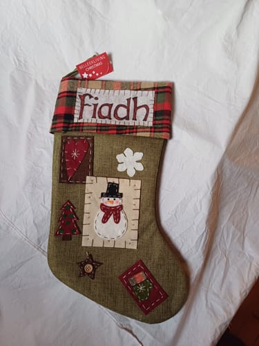 Customer photo review of Belleek Living Natural Applique Christmas Stocking