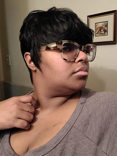 Customer photo review of Luvwin Classic Pixie Cut Style Wig With Layered Bangs For Black Women