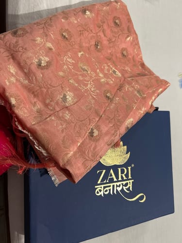 Customer photo review of Rose Pink Woven Banarasi Brocade Silk Saree