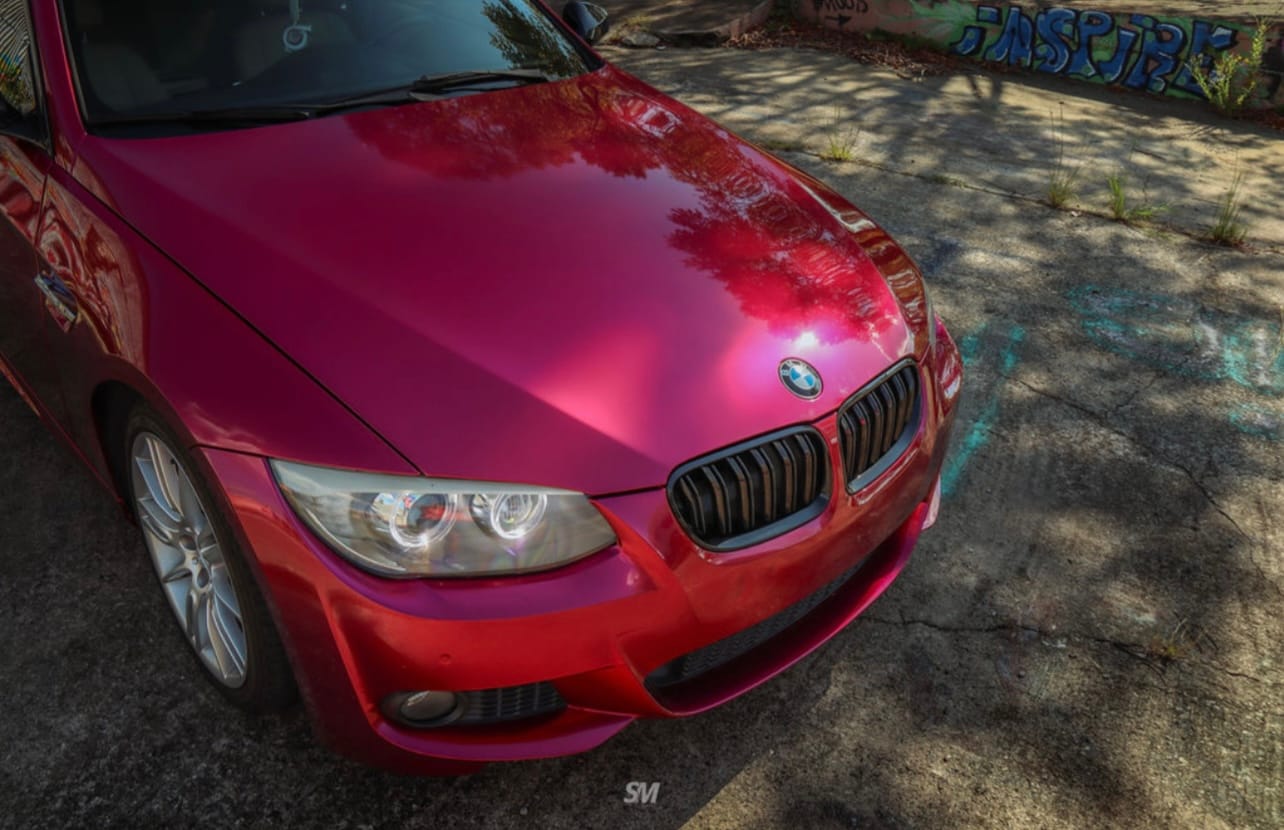Customer photo review of Glossy Metallic Rubellite Purple Vinyl Wrap