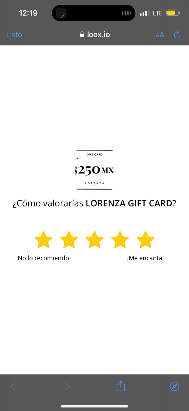 Customer photo review of LORENZA GIFT CARD